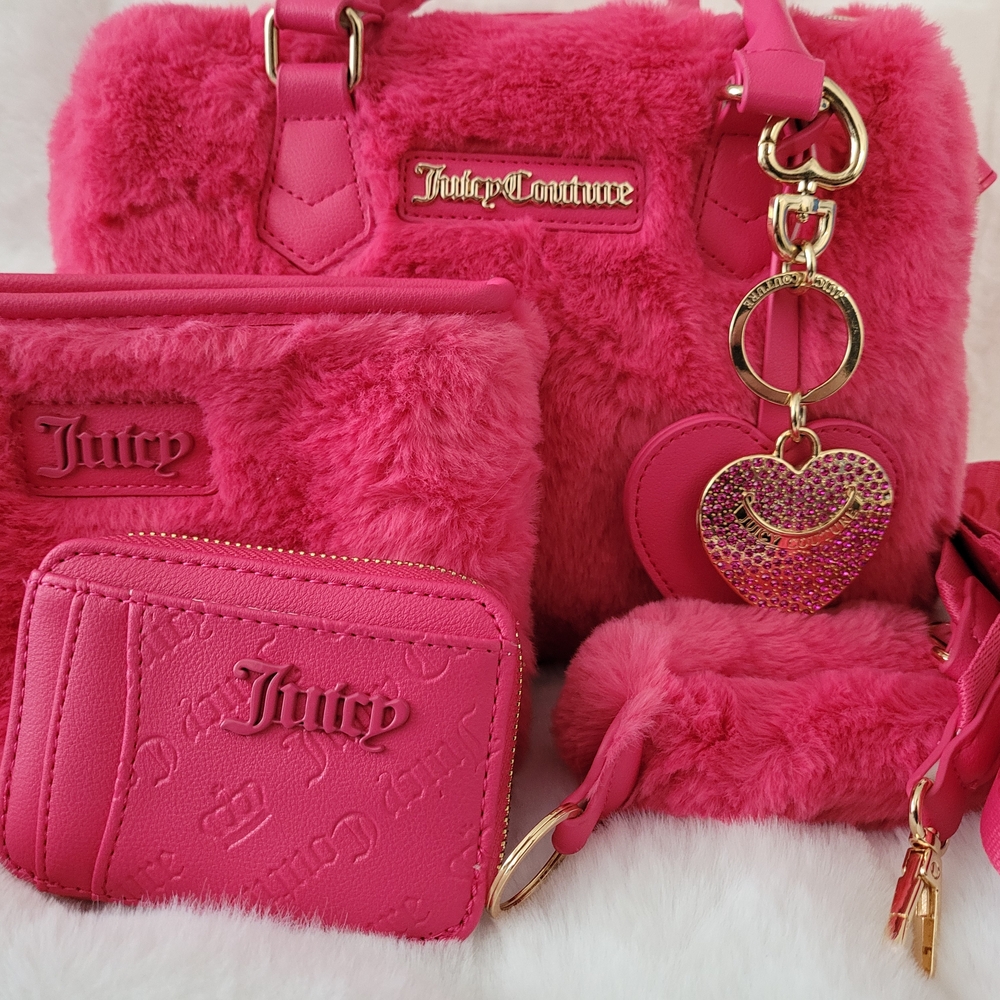Juicy Couture Pink Furry Bag Set